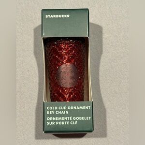 Starbucks Cold Cup Keychain Ornament - 2022 Merlot Red Jeweled New!